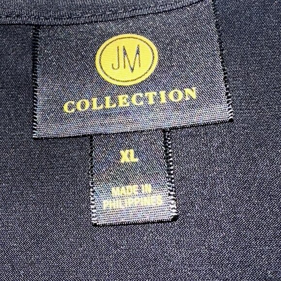 JM Collection Black Zip Tunic Top XL – Ruched Sides, Stretch Knit, Quiet Luxury - Picture 5 of 6